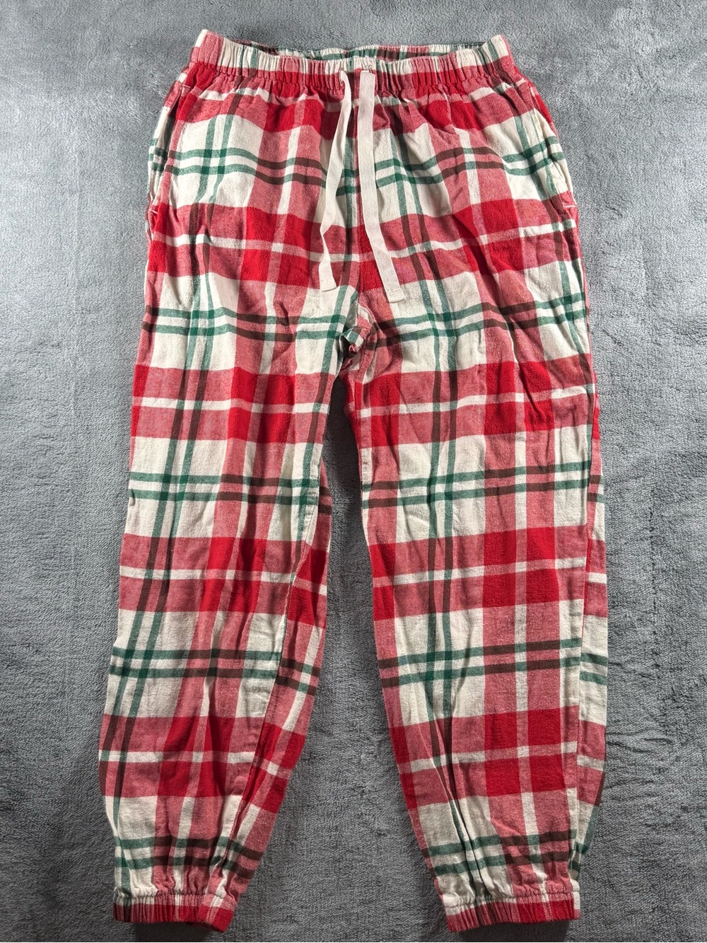 Old Navy Women's Plaid Flannel Pajama Pants Red Green White Drawstring Size M